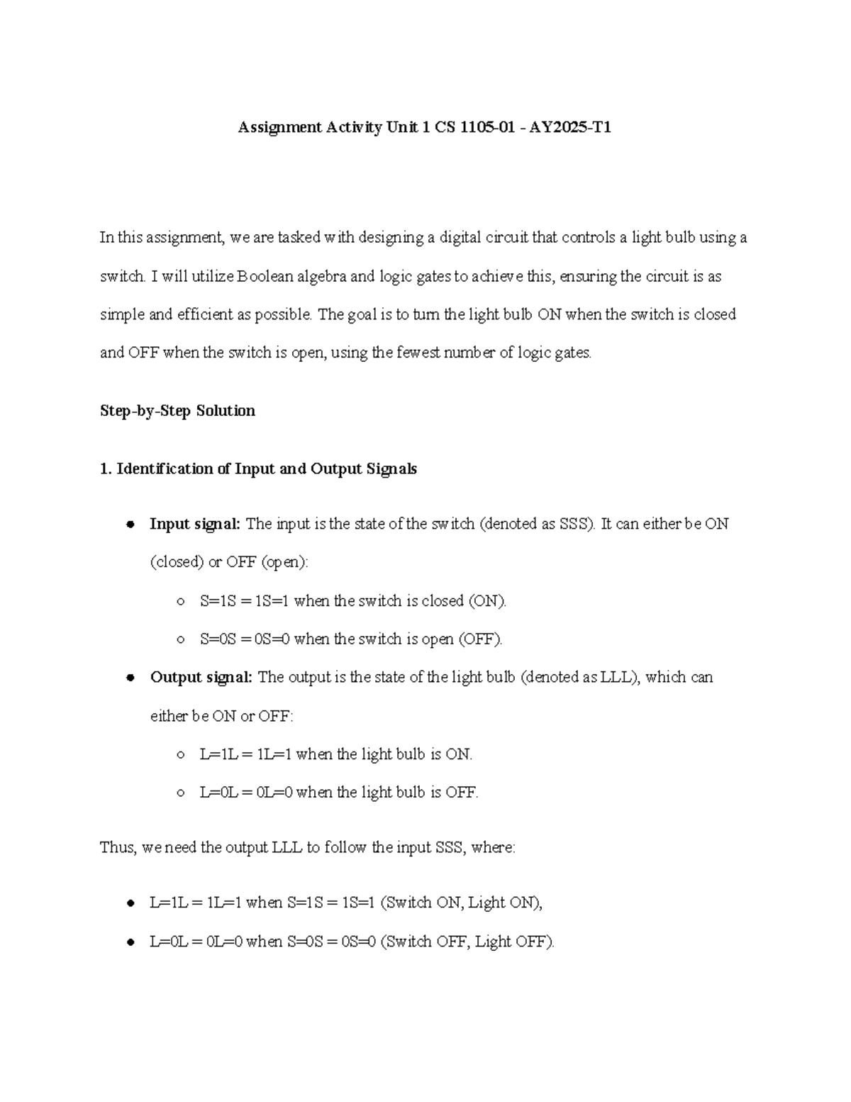 Assignment Activity Unit 1 CS 1105-01 - AY2025-T1 - I will utilize ...
