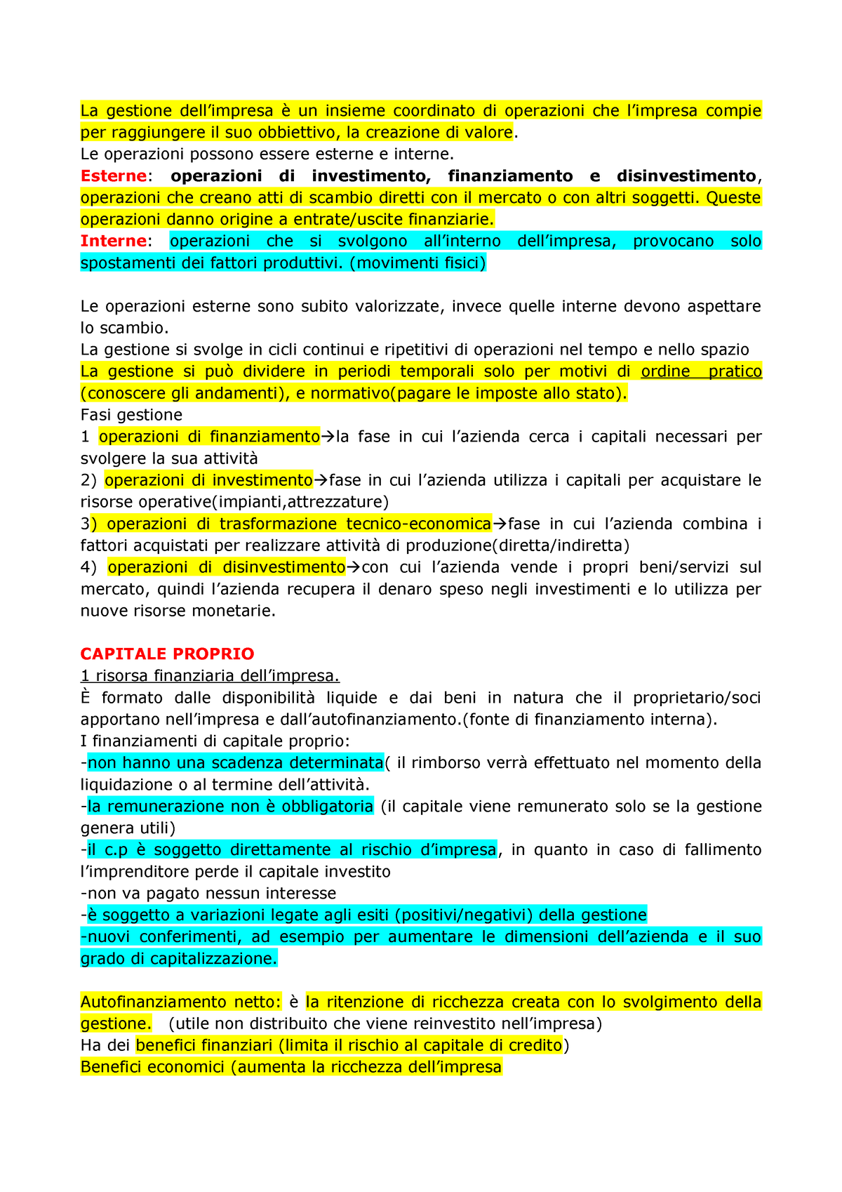 La Gestione Dell - La Gestione Dell’impresa è Un Insieme Coordinato Di ...