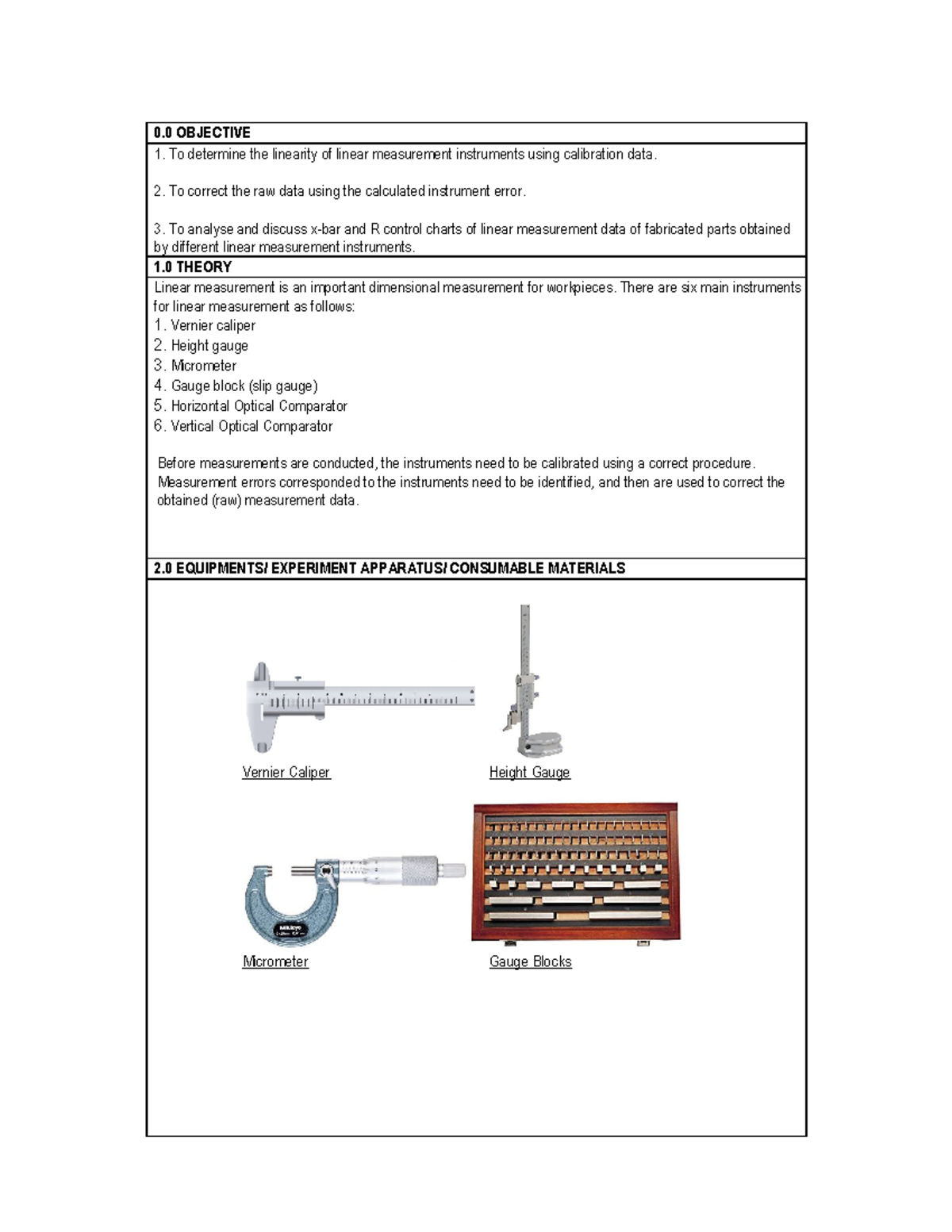 Lab 1 Instrumentation - Lab report - 0 OBJECTIVE 1. To determine the ...