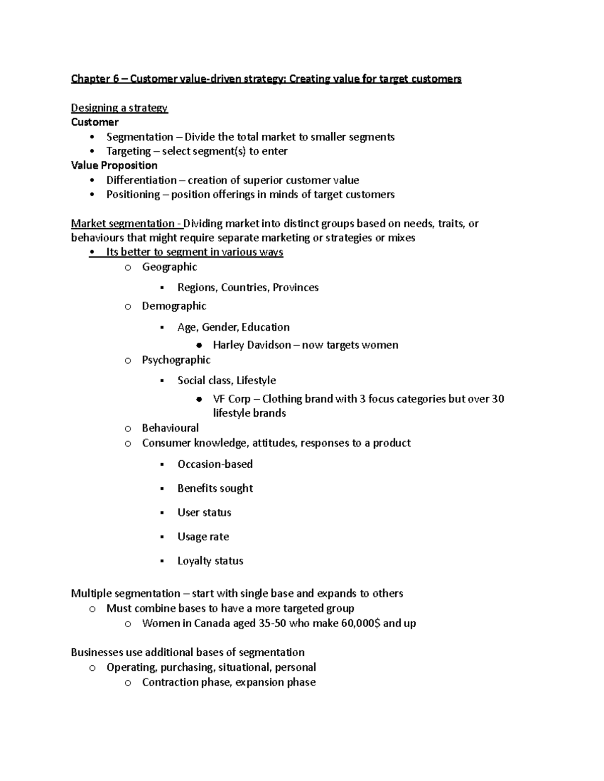 Chapter 6 part 1 - The notes are about customer insights and developing ...