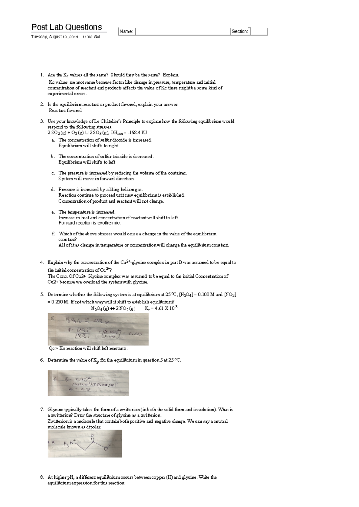 Teapost Lab Questions Experiment 2 71 - aexqqor