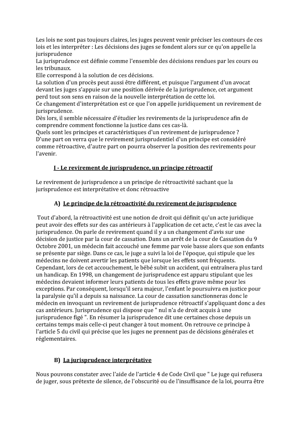 Les revirements de jurisprudence  Introduction Au Droit  La Réunion