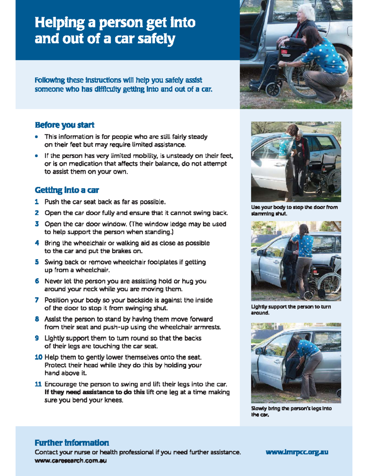 Helping in and out of a car - Helping a person get into and out of a ...