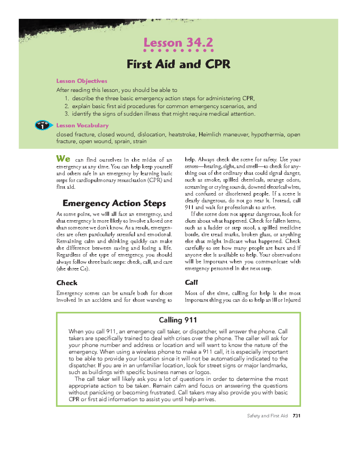 First Aid And Cpr Follow Up - Safety And First Aid 731 First Aid And ...