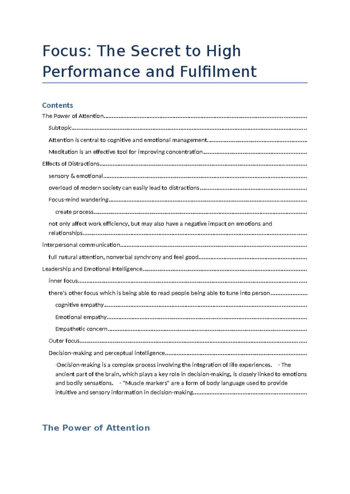 Focus The Secret to High Perf - Focus: The Secret to High Performance ...