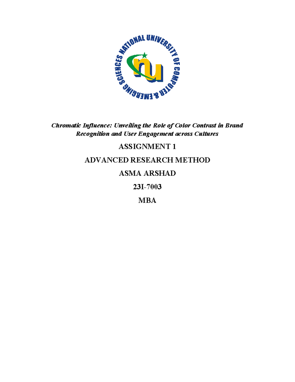 Asma Arshad i237003 MBA - Chromatic Influence: Unveiling the Role of ...