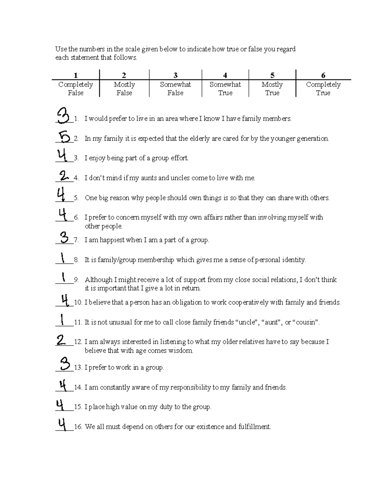 Jenkins psych #6 - Use the numbers in the scale given below to indicate ...