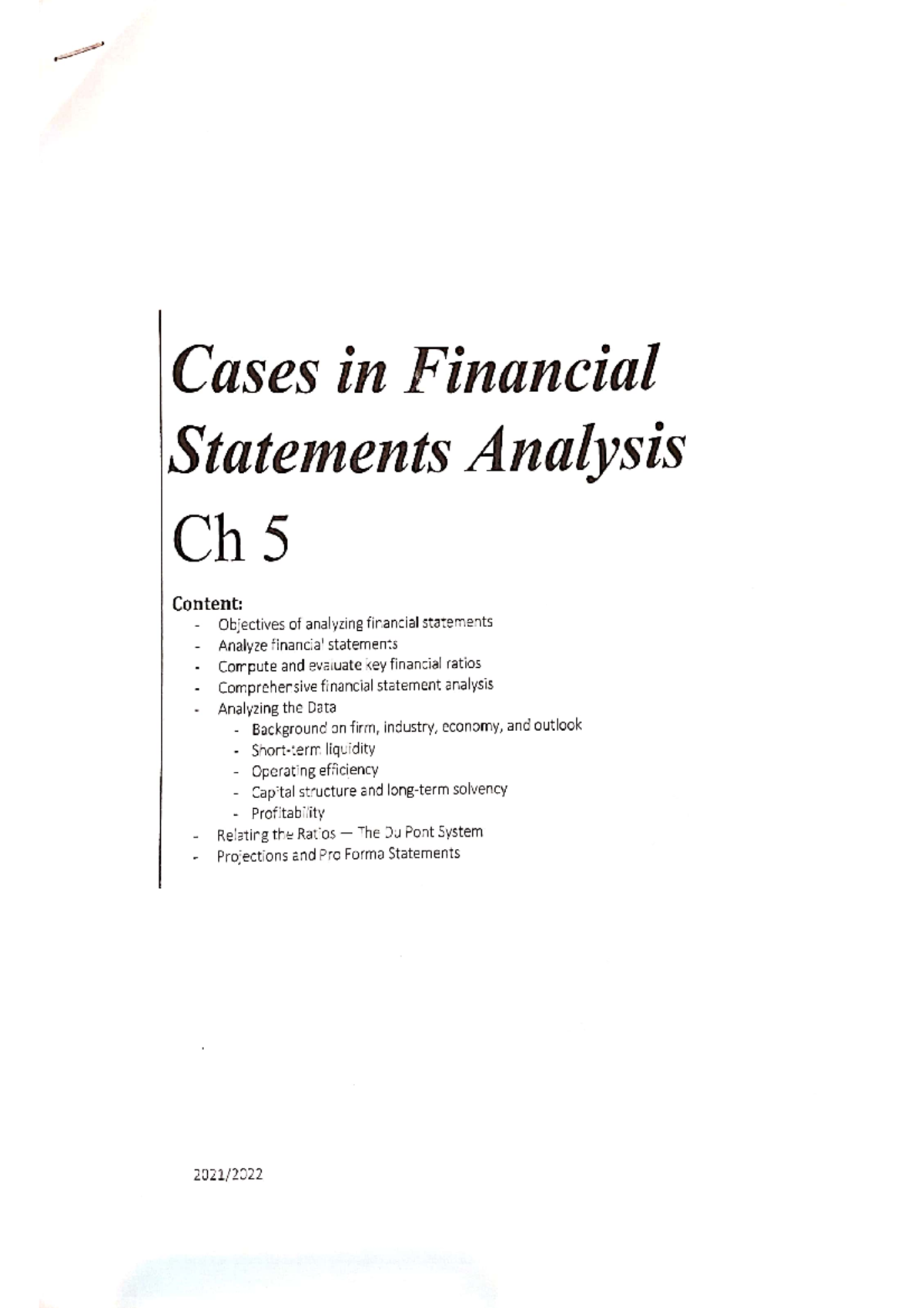 Ch.5 - Cases - Cases in financial analysis - Studocu