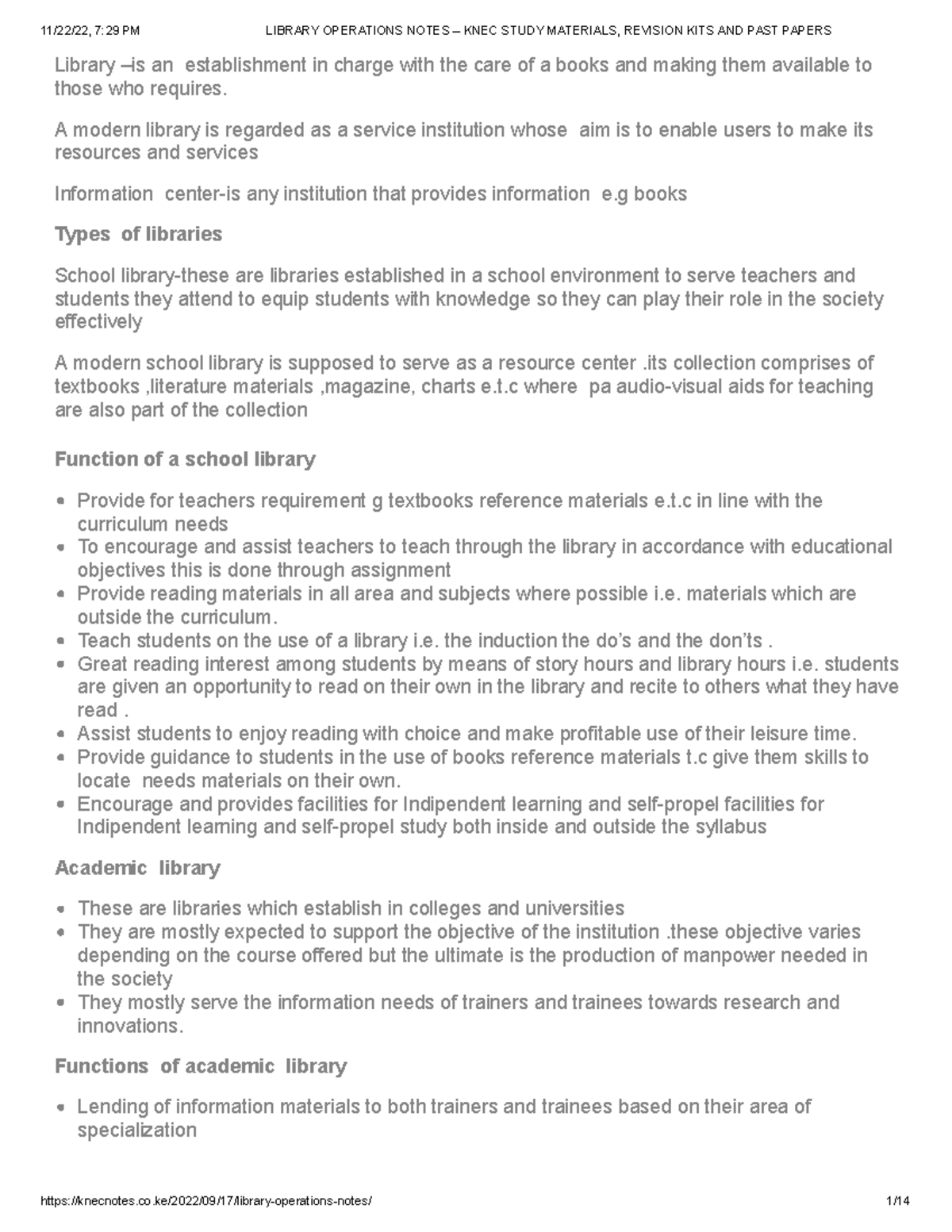 Library Operations Notes – KNEC Study Materials, Revision KITS AND PAST ...
