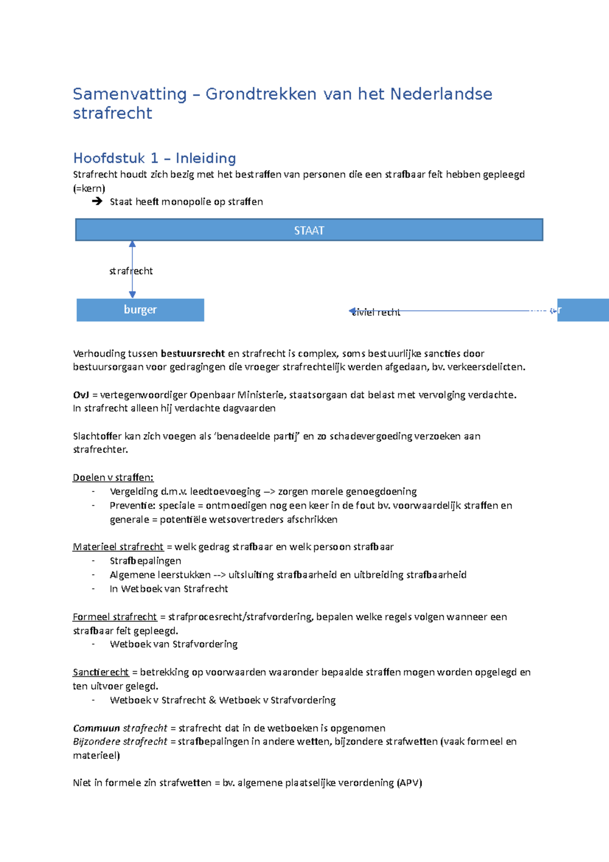 Samenvatting Beginselen Strafrecht - Samenvatting – Grondtrekken Van ...