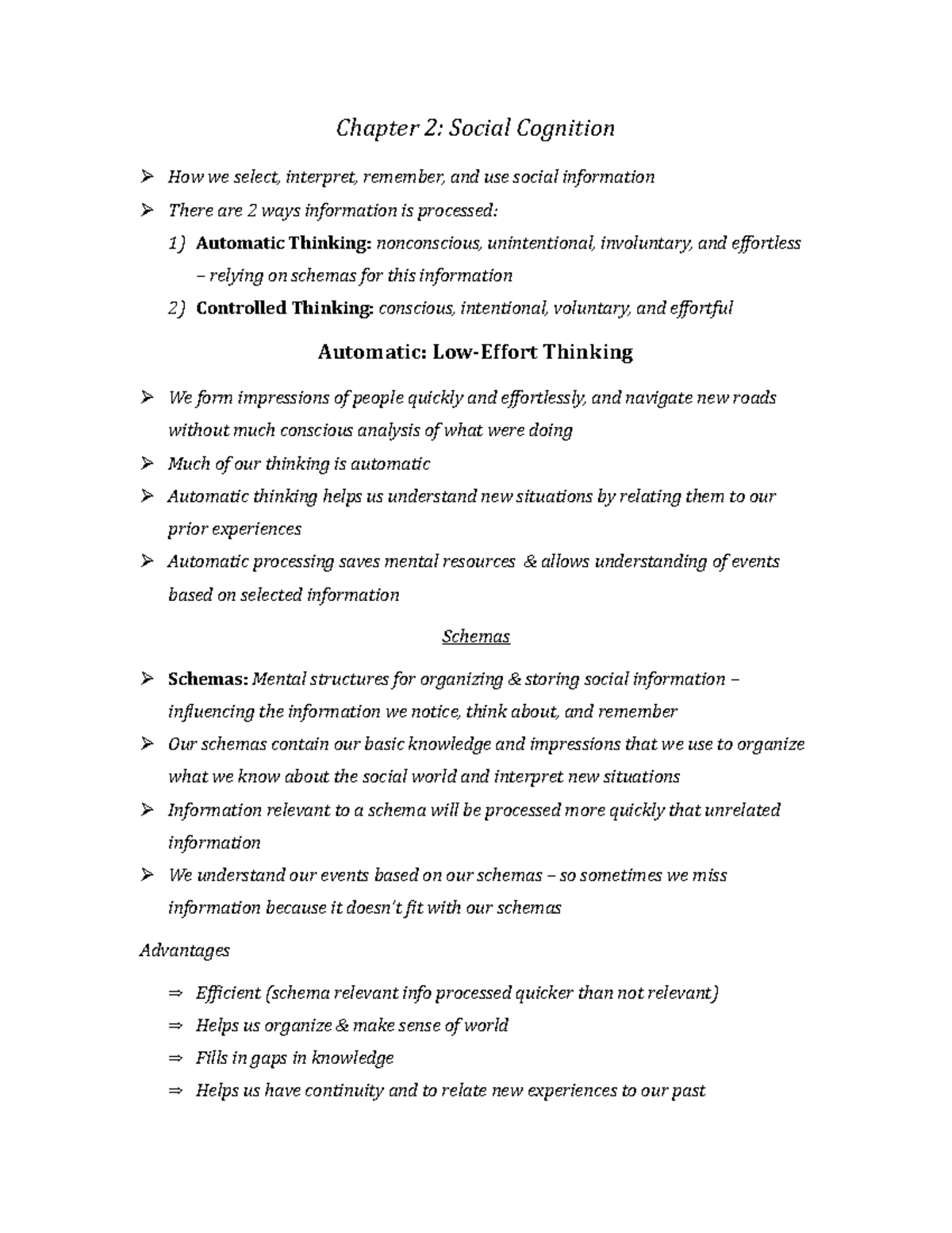 Chapter 2 - Lecture notes 2 - Chapter 2: Social Cognition How we select ...