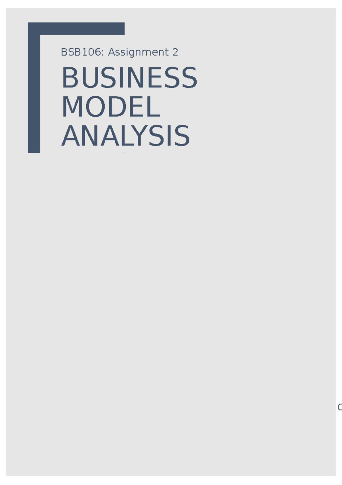 BSB106 Business Model Analysis - BSB106: Assignment 2 BUSINESS MODEL ...