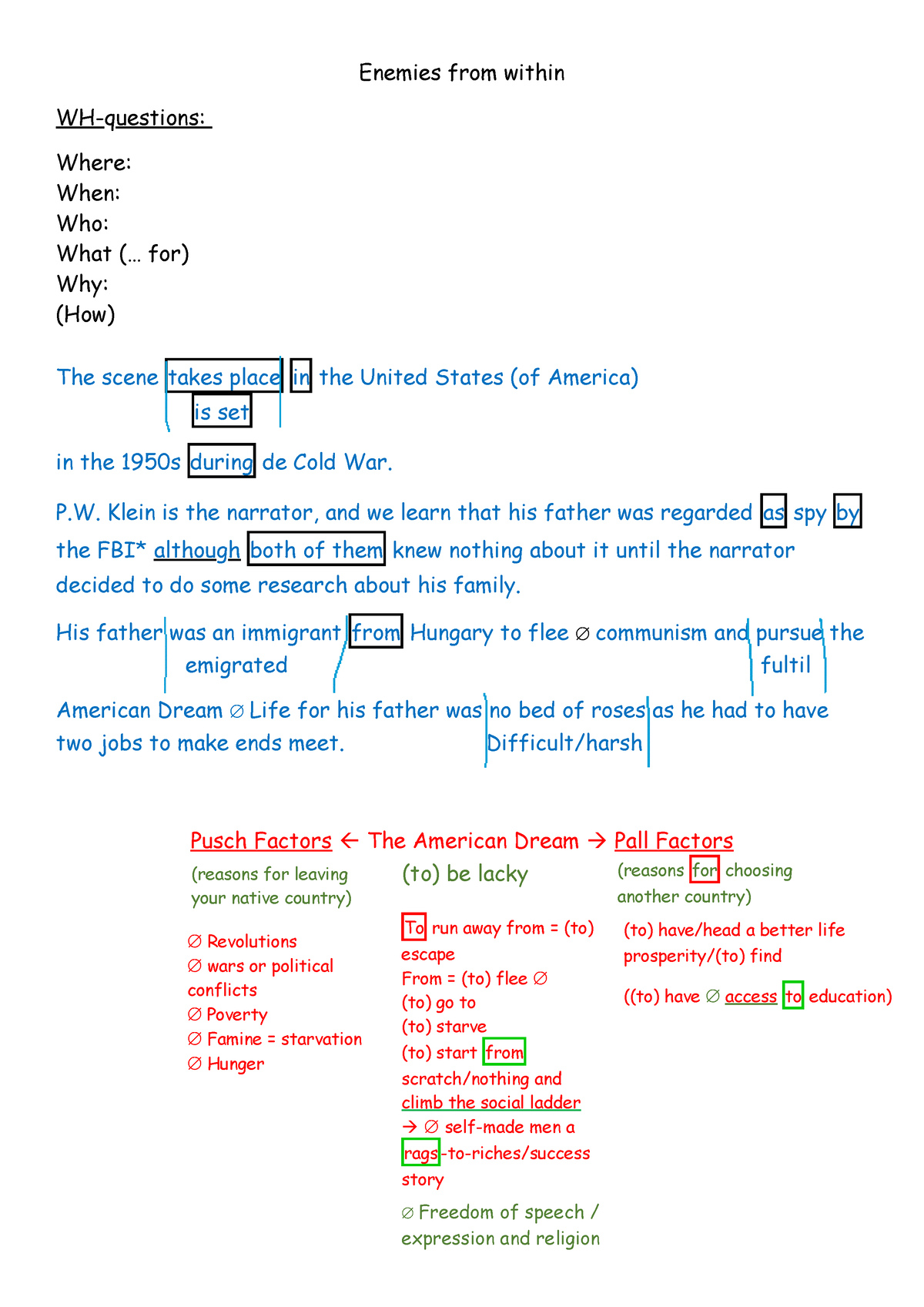 homework questions enemies from within answers