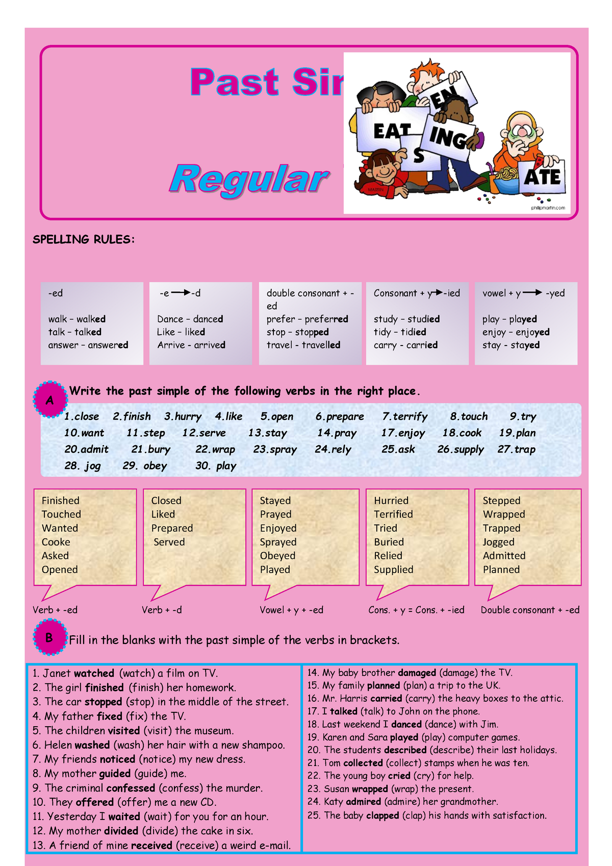 8 Past Simple Of Regular Verbs SPELLING RULES Write The Past Simple 