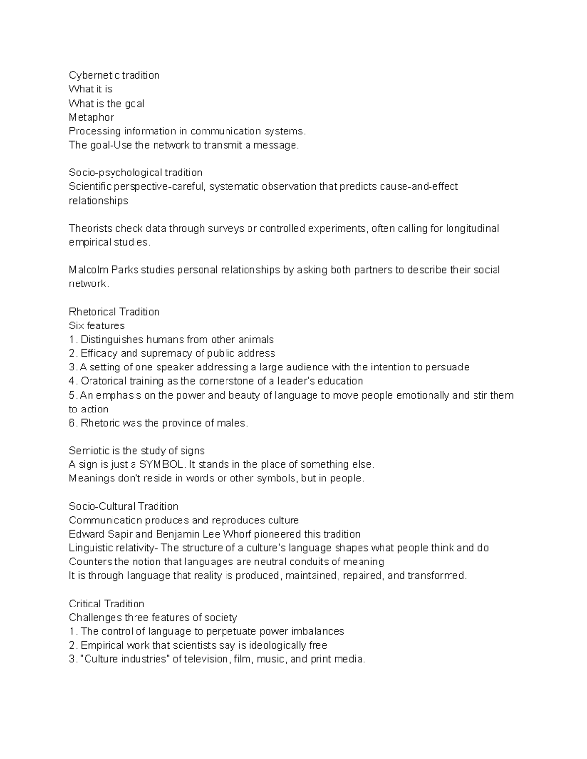 Comm 360 Chapter 4 notes - Cybernetic tradition What it is What is the ...