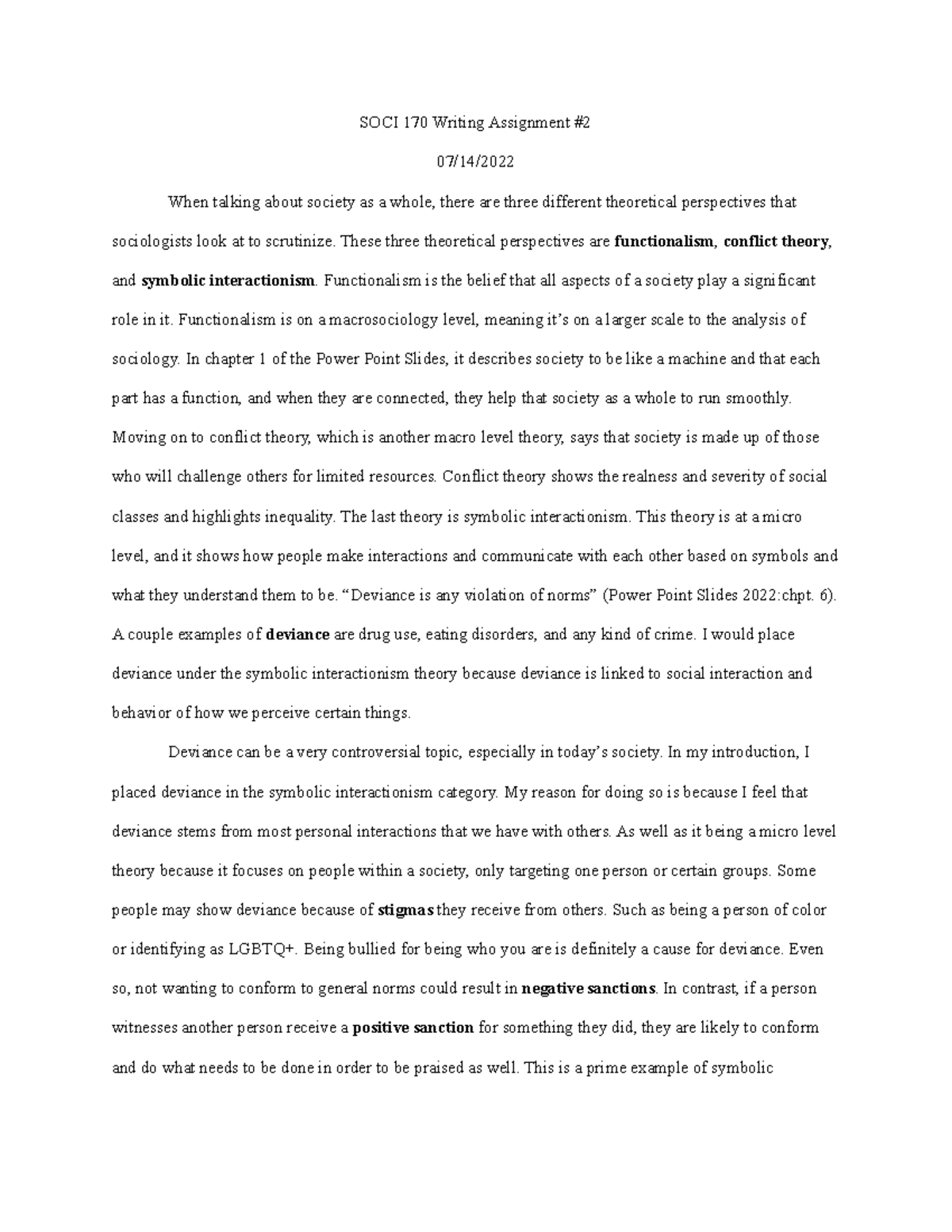 SOCI 170 Writting Assignment #2-2 - SOCI 170 Writing Assignment # 07/14 ...