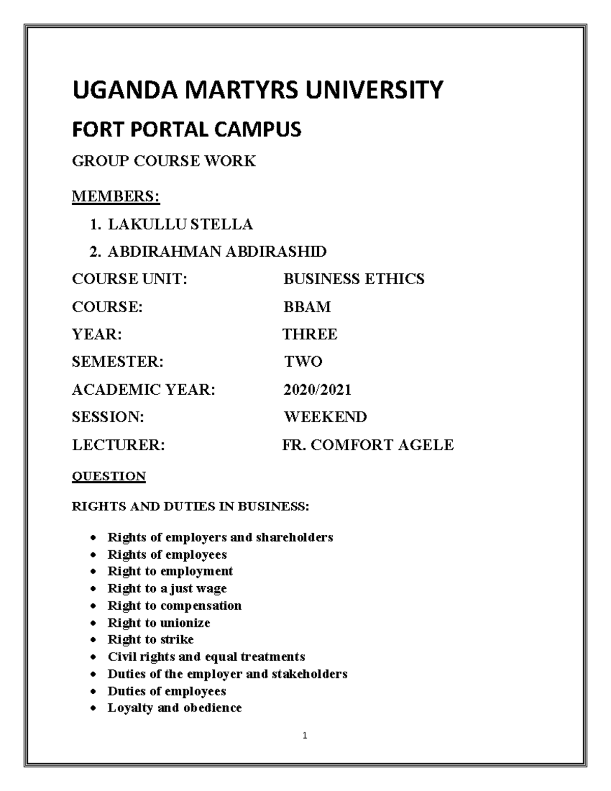 uganda martyrs university dissertation format