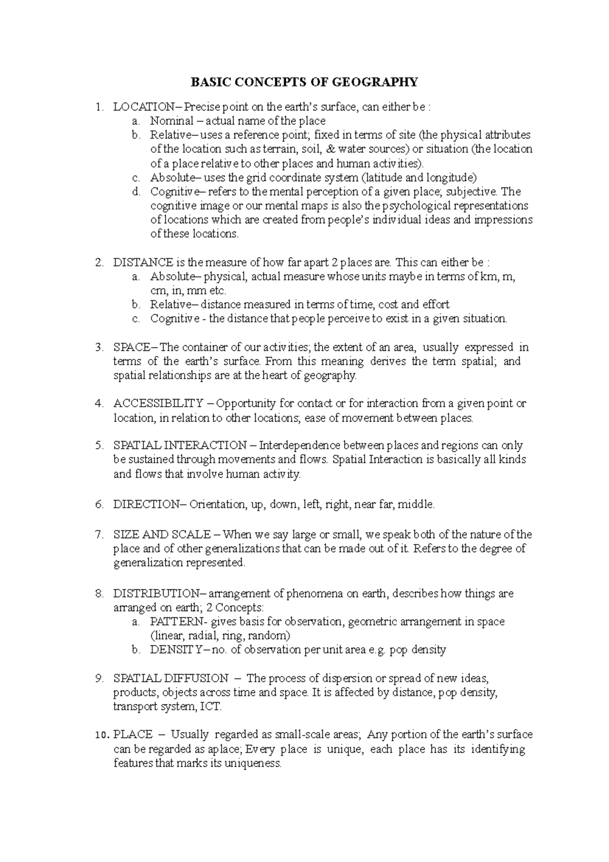 Basic concepts of geography BASIC CONCEPTS OF GEOGRAPHY LOCATION