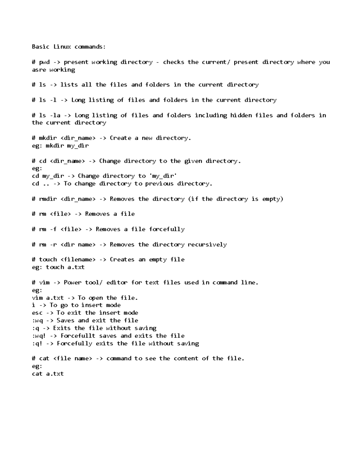Basic Linux commands - Basic Linux commands: pwd -> present working ...