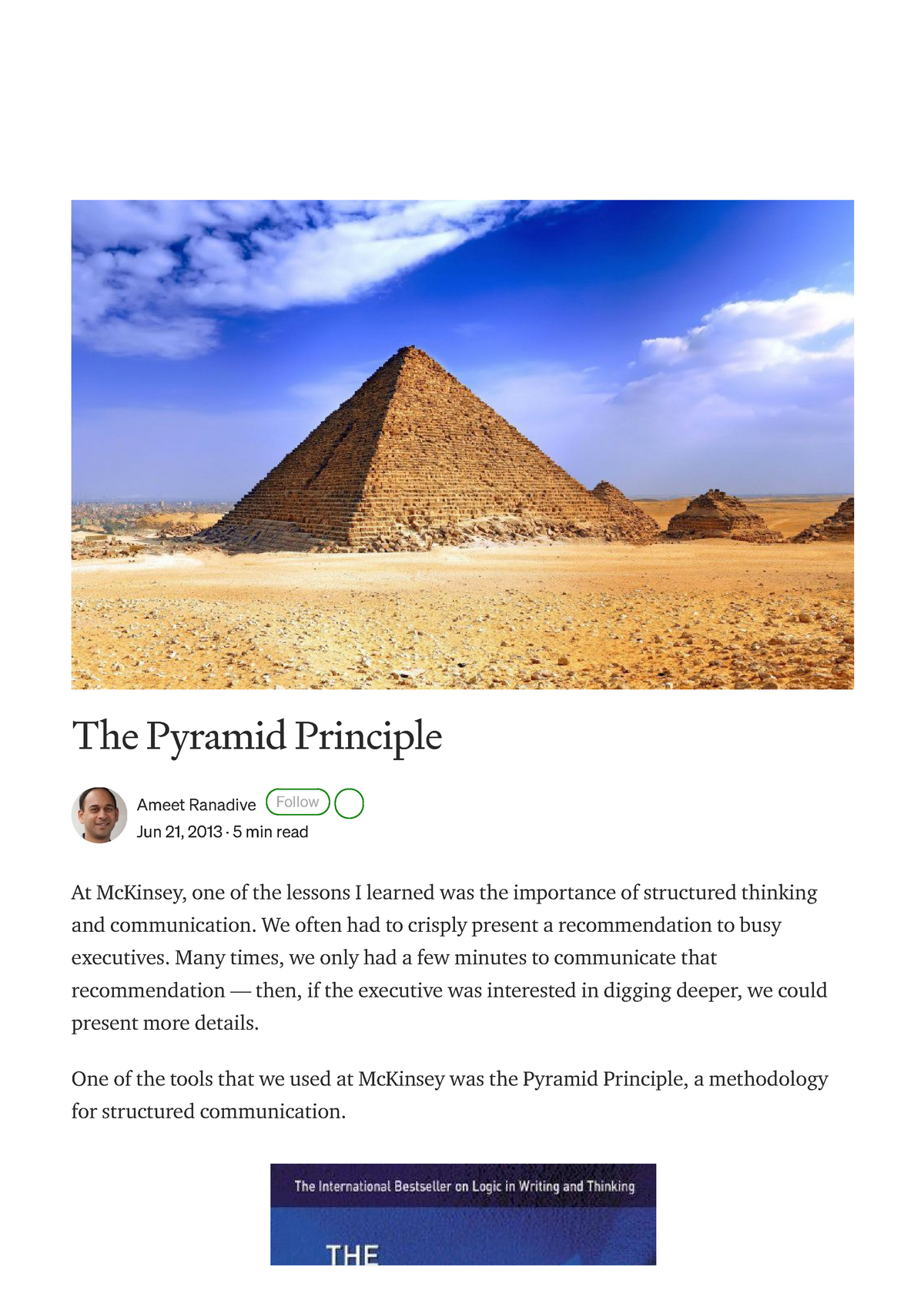 The Pyramid Principle By Ameet Ranadive Lessons From Mc Kinsey Medium ...