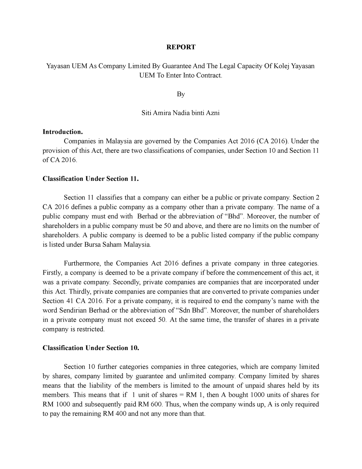 Presentation CLBG Report - REPORT Yayasan UEM As Company Limited By ...