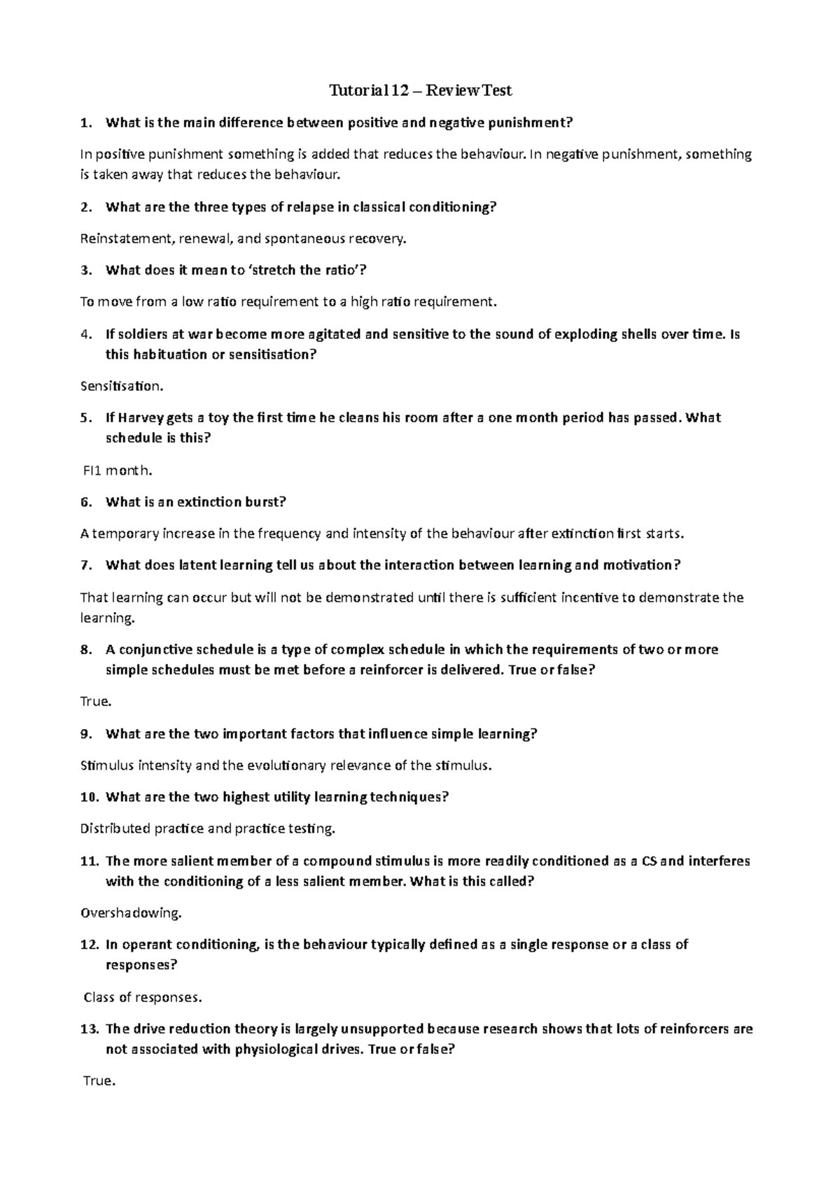 Review Test (answers) - A document that may prove to be useful in the ...