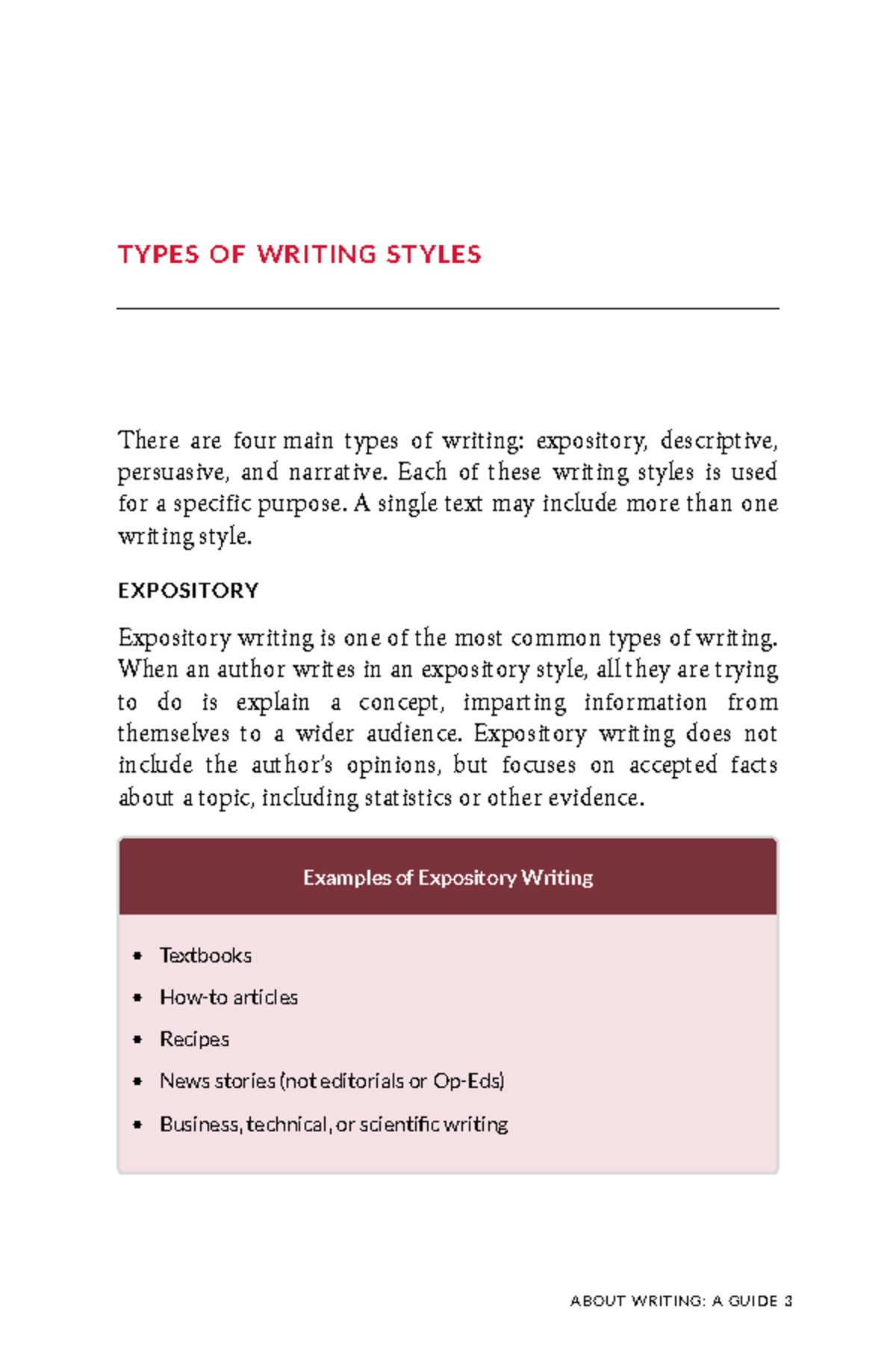 About writing a guide 1 - TYPES OF WRITING STYLES There are four main ...