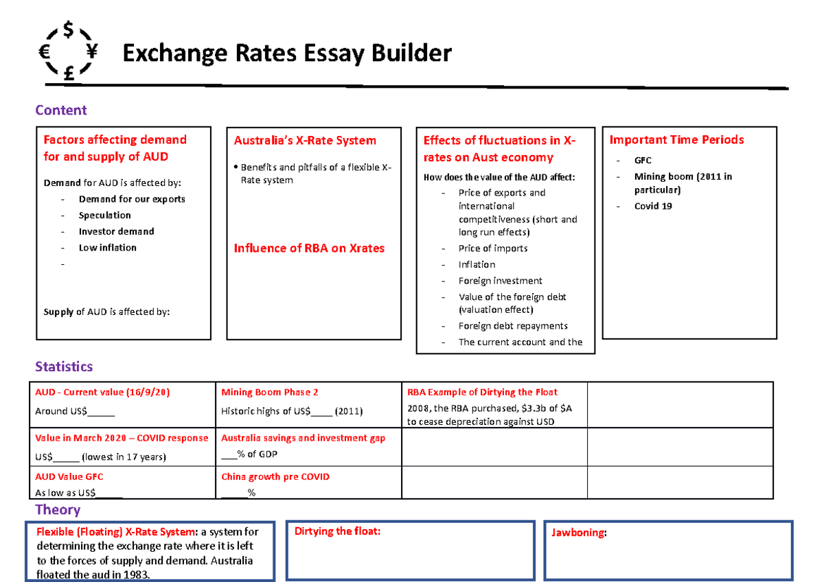 Exchange Rates Essay Builder blank - Exchange Rates Essay Builder ...