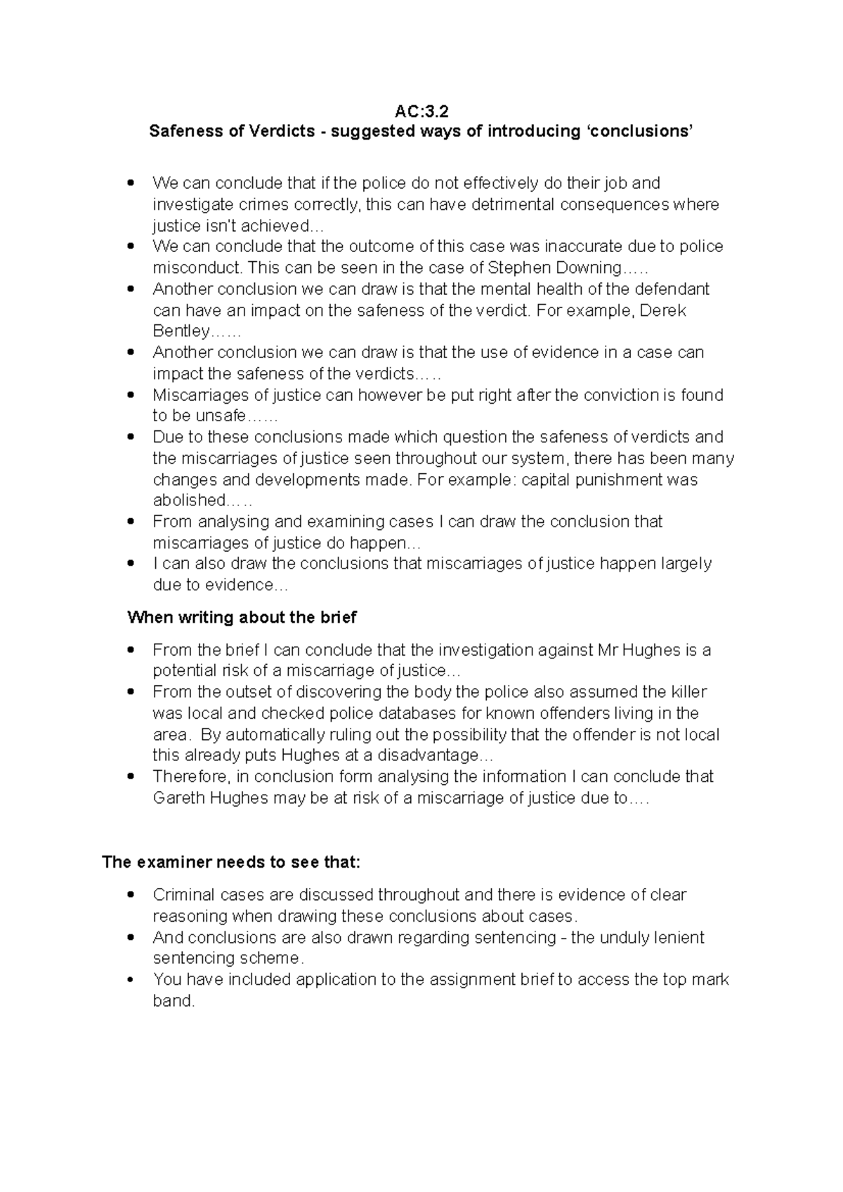 AC3.2 Sentence prompts AC3. Safeness of Verdicts suggested ways of