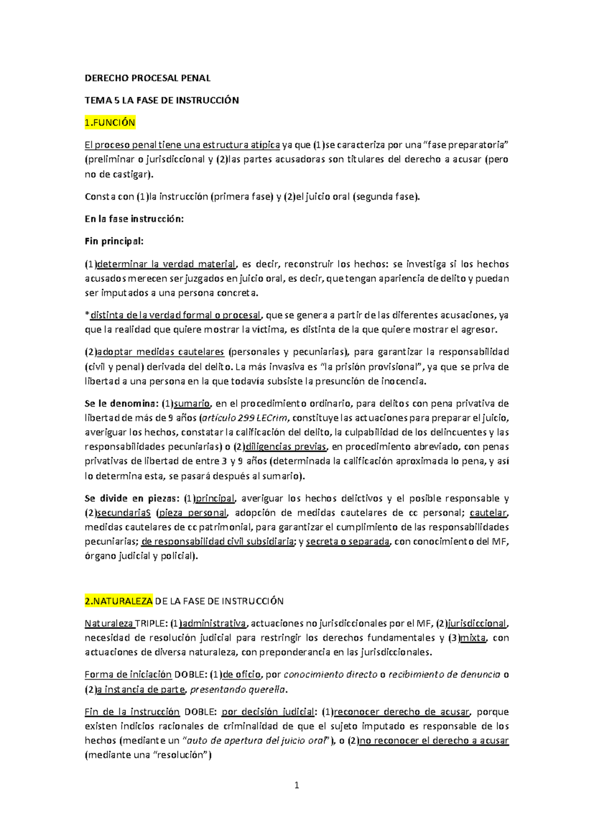 Tema 5 fase de instrucción - DERECHO PROCESAL PENAL TEMA 5 LA FASE DE ...