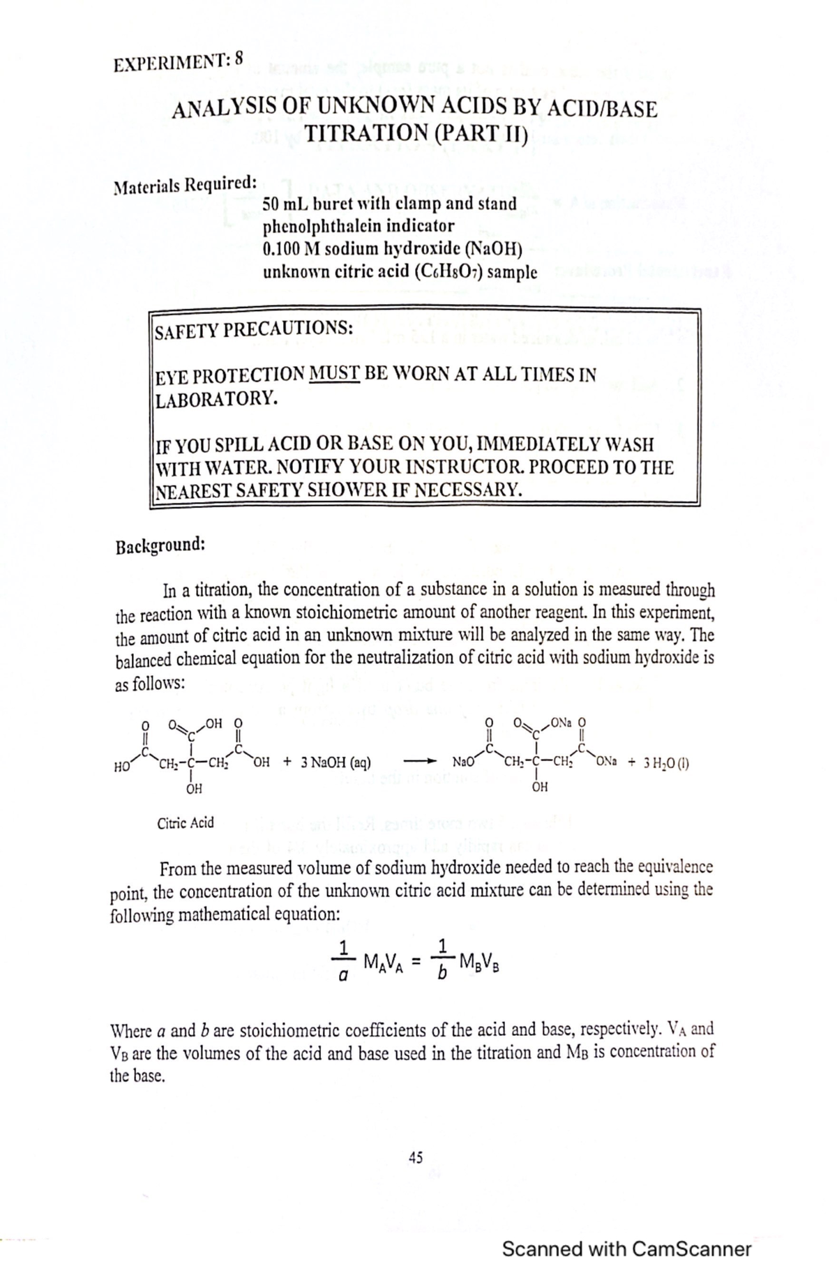 lab report chemistry experiment 1