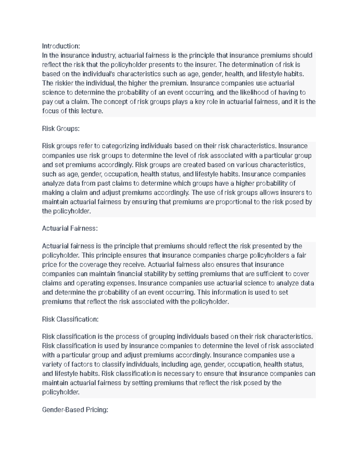 ECON1010 important lecture notes 91 - Introduction: In the insurance ...