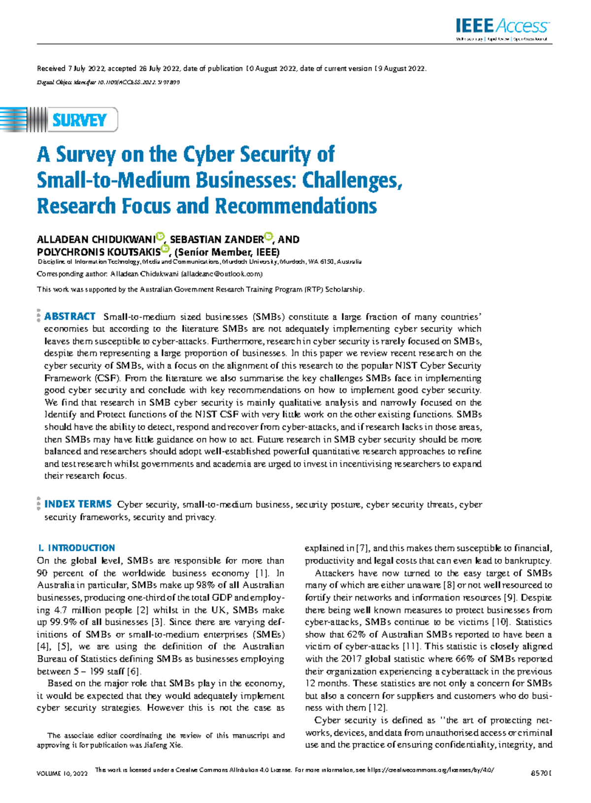 A Survey on the Cyber Security of Small-to-Medium Businesses Challenges ...
