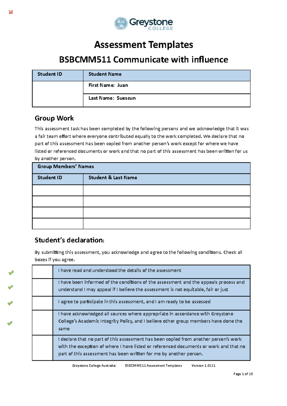 Juan Bsbcmm 511 Assessment 2 - Assessment Templates BSBCMM511 ...