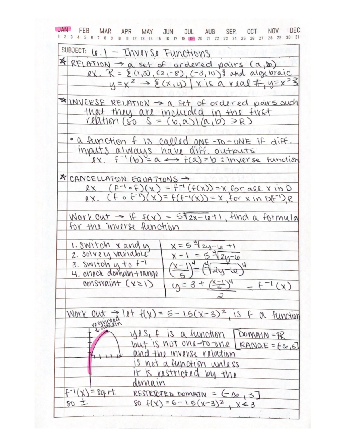 6.1 Inverse Functions - MATH2924 - Studocu
