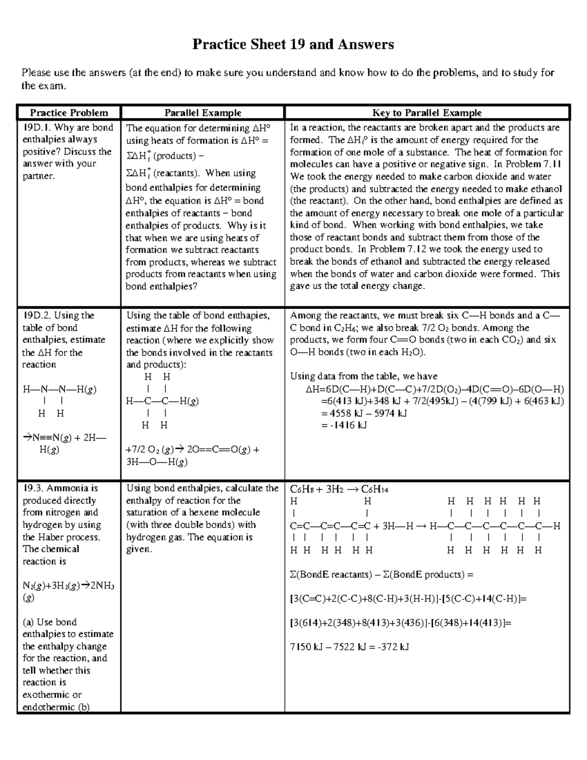 Practice Sheet 19 Answers - Practice Sheet 19 and Answers Please use ...