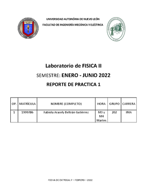 Practica 2 lab fisica 1 - Universidad Autonoma de Nuevo Leon Facultad ...