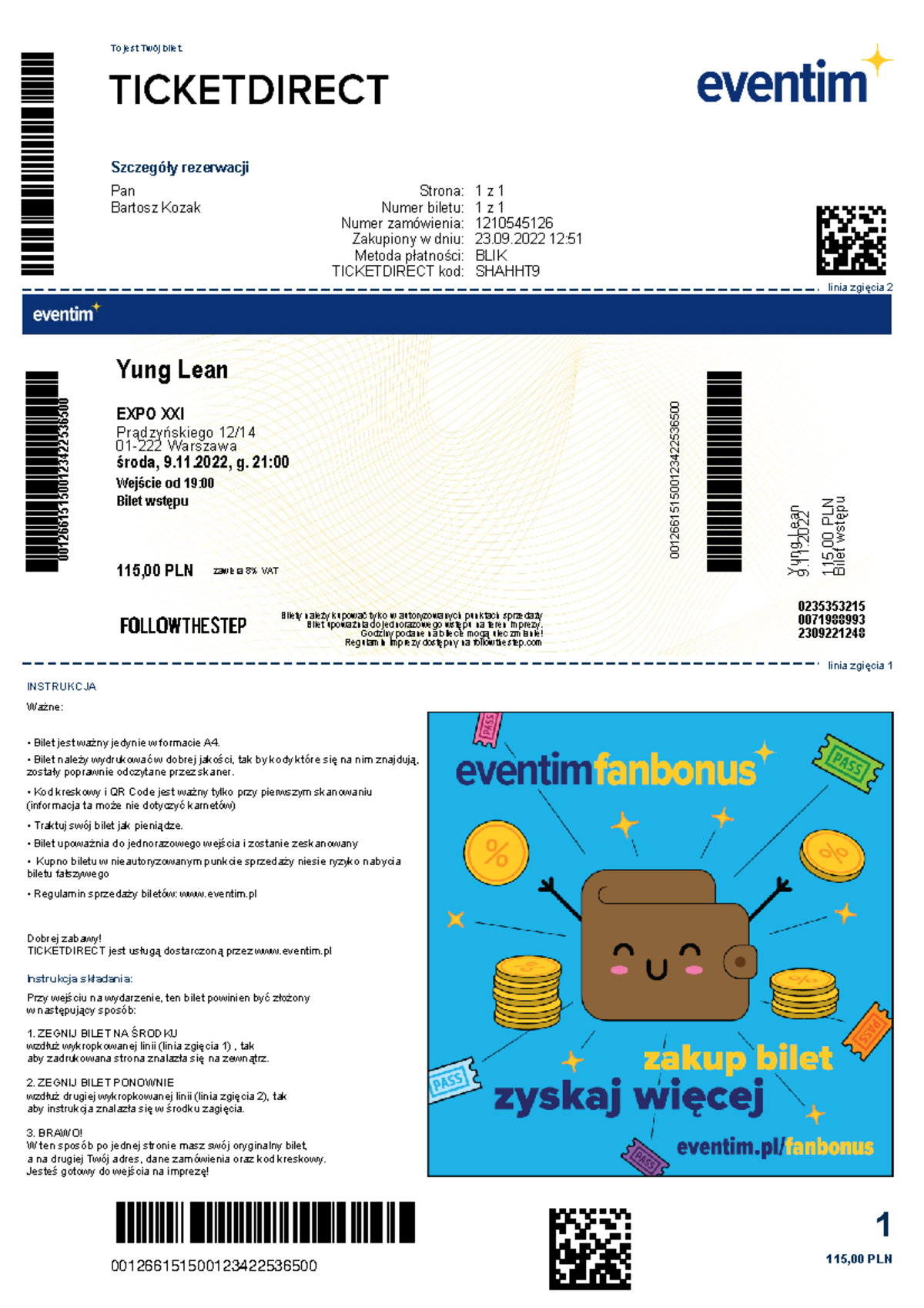 Ticketdirect-1 - cFXD - To jest Twój bilet. Szczegóły rezerwacji Pan ...