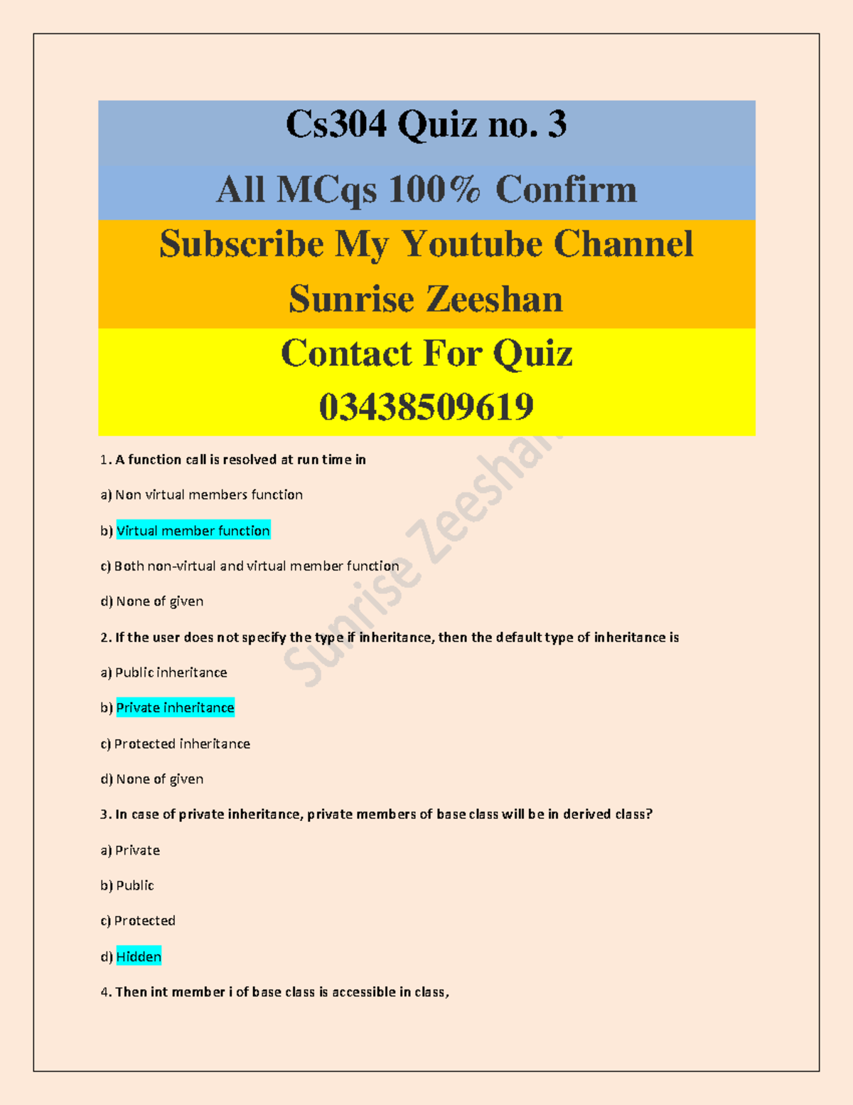 Cs304 Quiz 3 Sunrise Zeeshan Cs304 Quiz No 3 All Mcqs 100 Confirm Cs304 Quiz 3 Sunrise Zeeshan Cs304 Quiz No 3 All Mcqs 100 Confirm