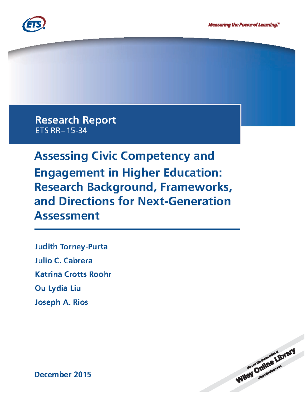 Assessing Civic Competency and Engagaement study in Higher Ed ...