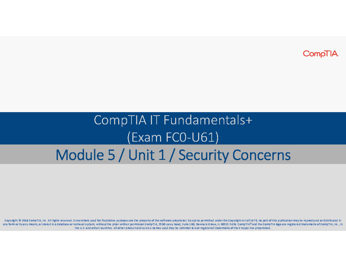 ITFPlus(FC0 U61) Module 5 Unit1 - Copyright © 2018 CompTIA, Inc. All ...