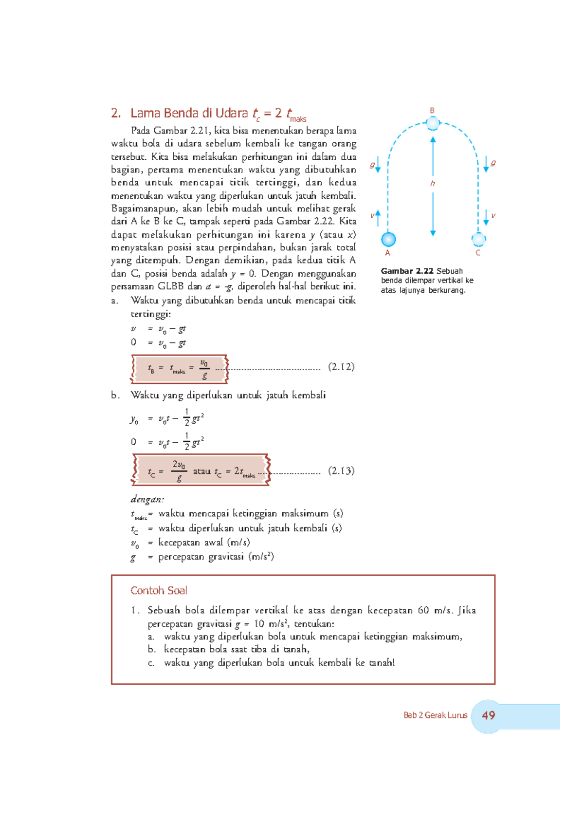 Fisika 001 29 Bab 2 Gerak Lurus 49 Sebuah Bola Dilempar Vertikal Ke