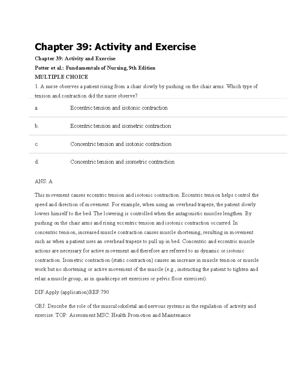 Chapter 39 Activity And Exercise - Chapter 39: Activity And Exercise ...