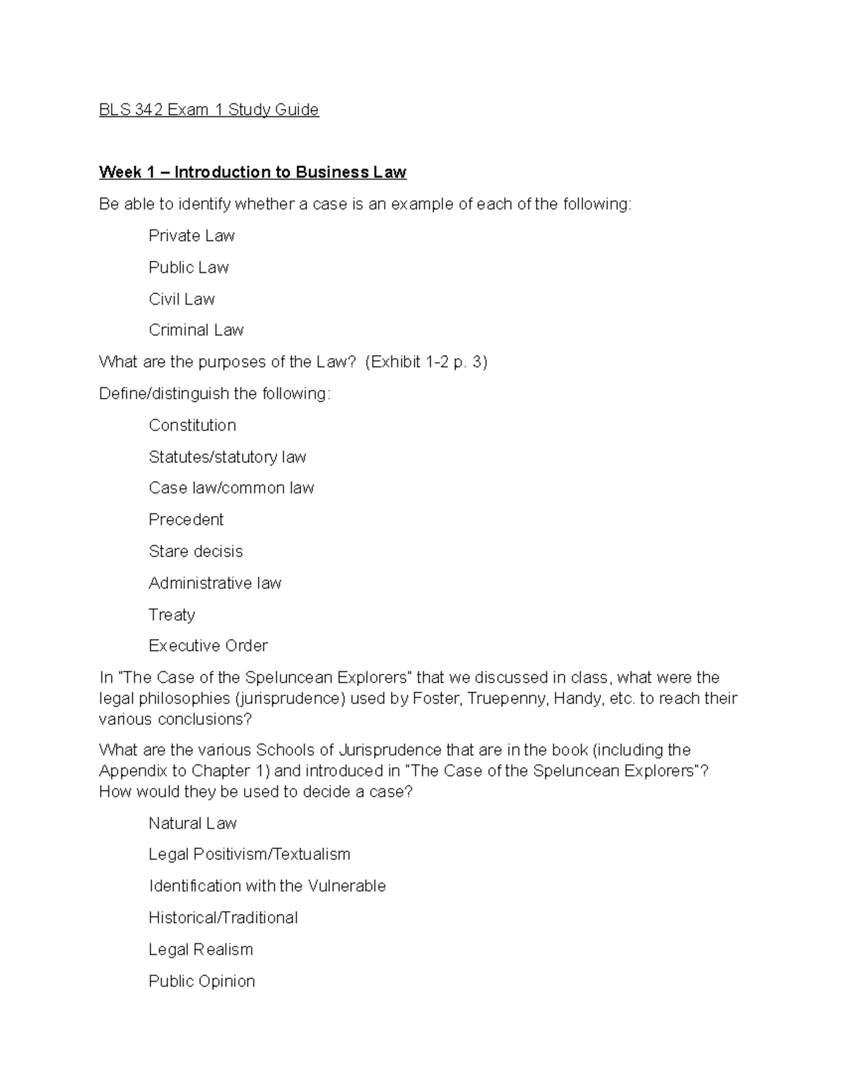 BLS 342 Spring 2022 Exam 1 Study Guide - BLS 342 Exam 1 Study Guide ...