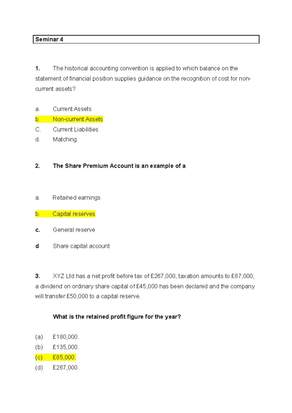 Seminar FOUR accounting Seminar 4 The historical accounting