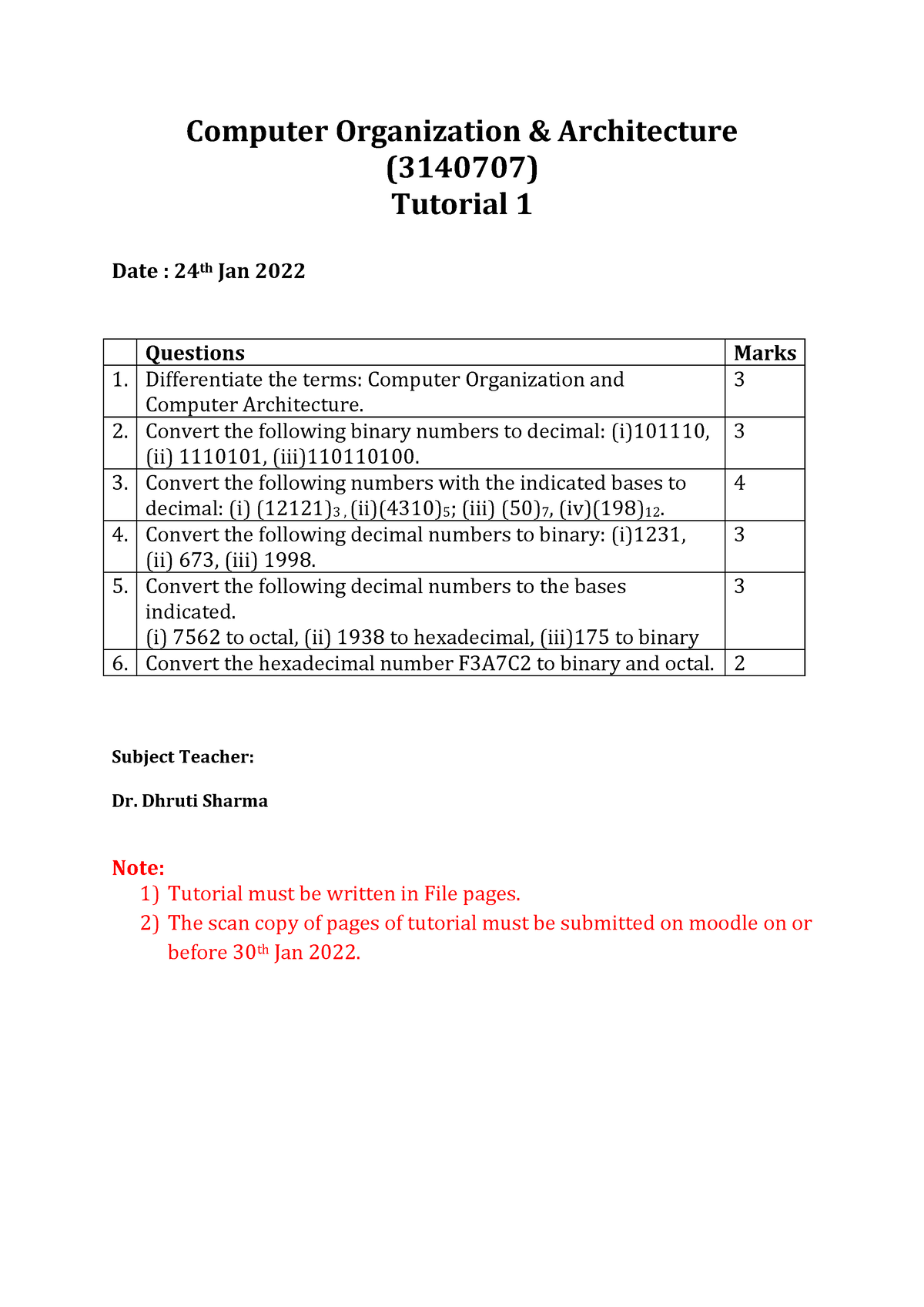 assignment of computer organization and architecture