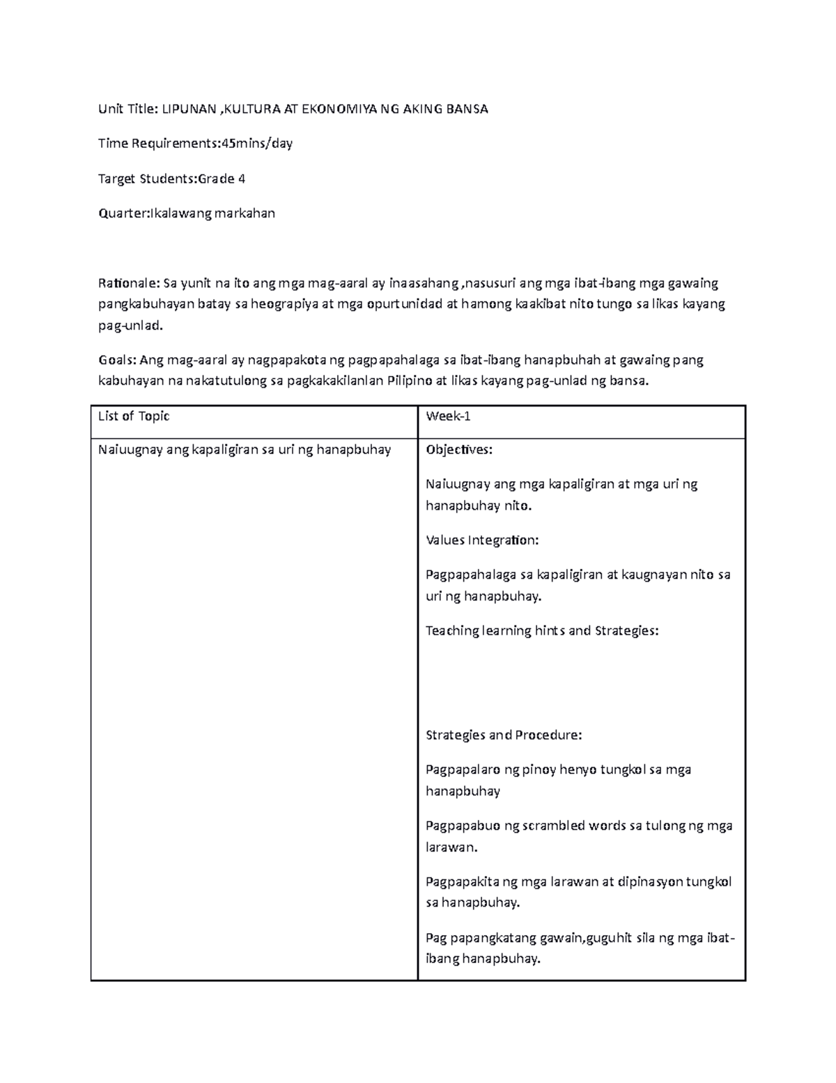 Unit plan annie - To make others have an idea about unit olanninh ...
