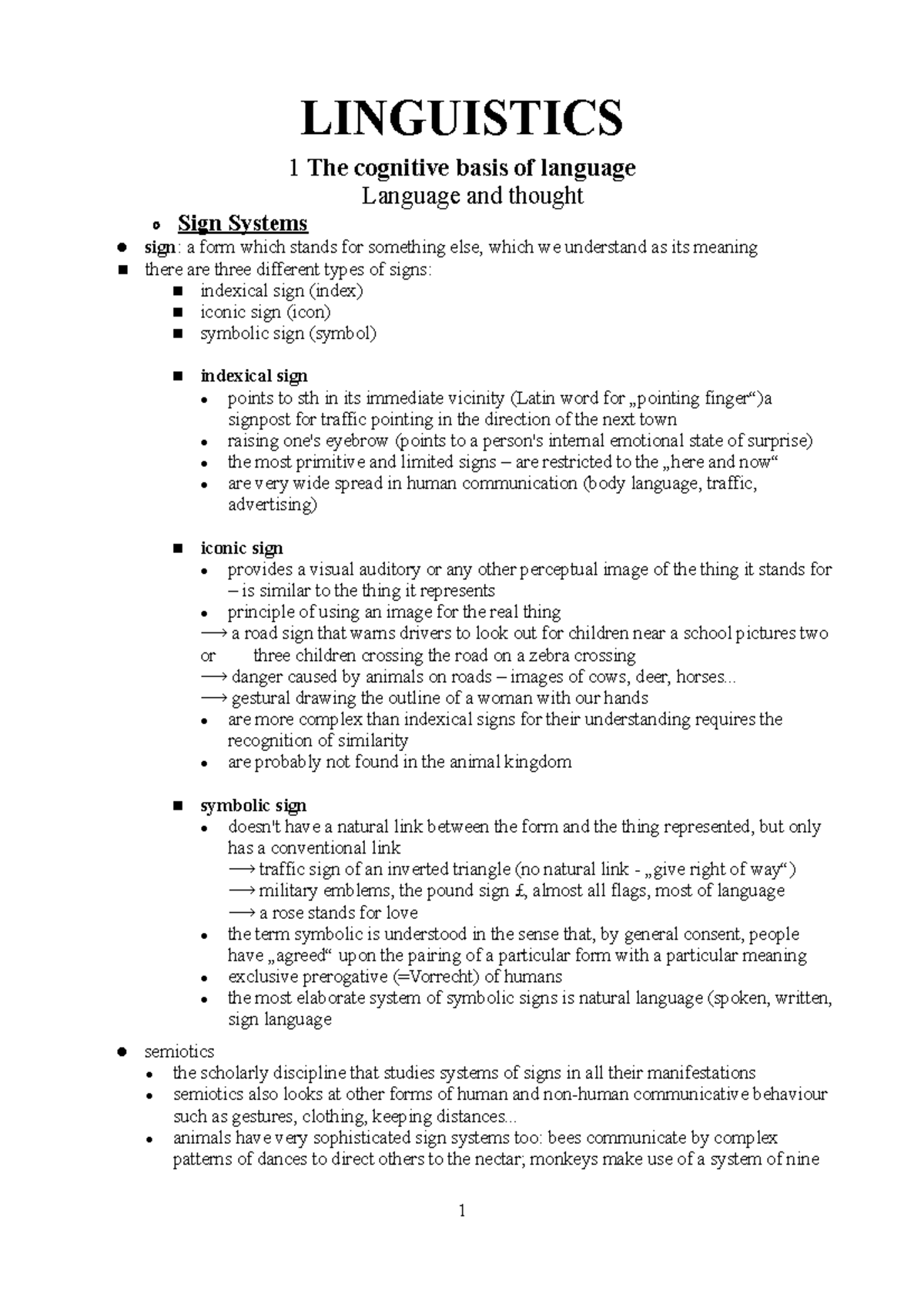 Summary Introduction To Linguistics - LINGUISTICS 1 The Cognitive Basis ...