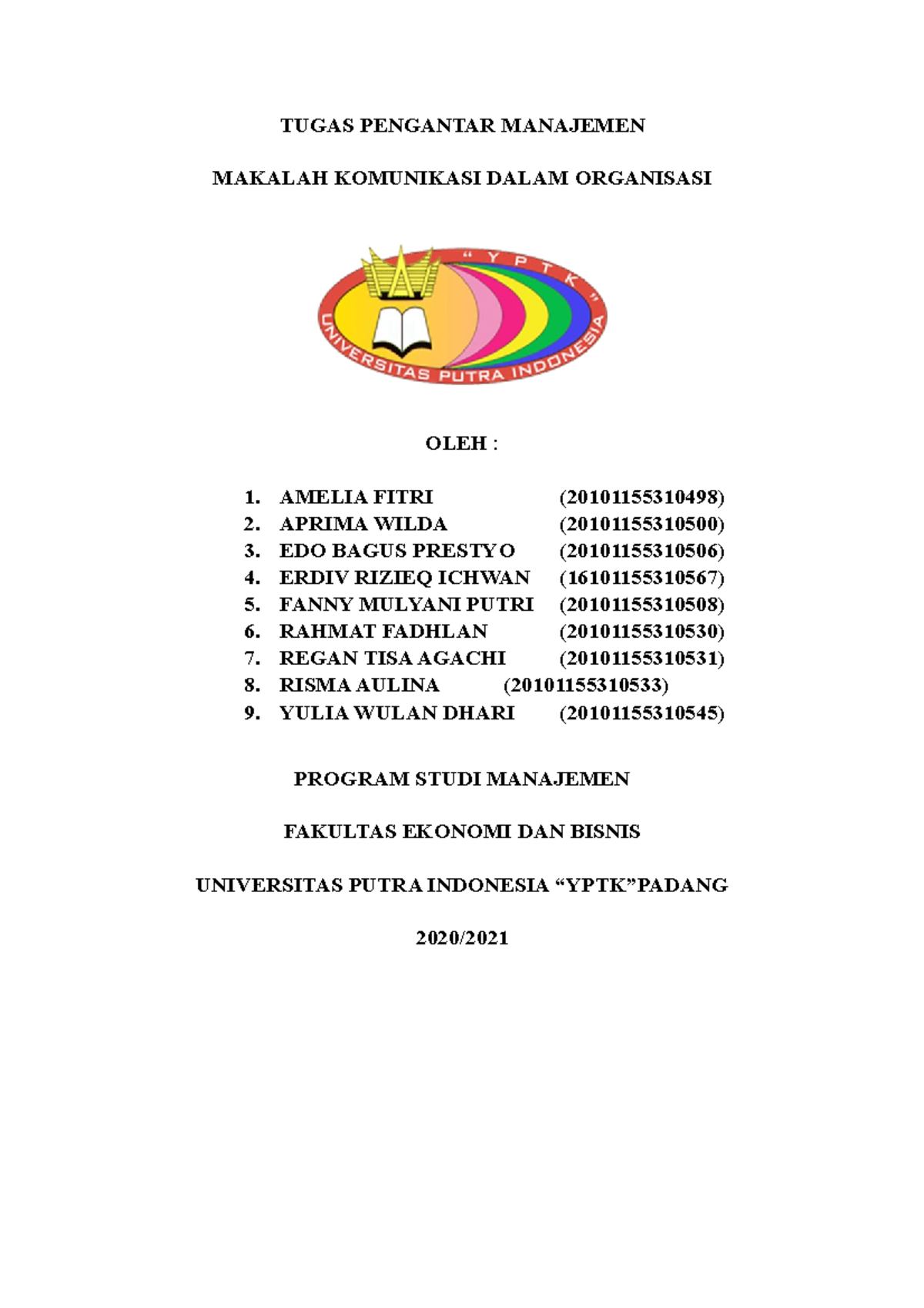 Makalah Komunikasi Dalam Organisasi - TUGAS PENGANTAR MANAJEMEN MAKALAH ...