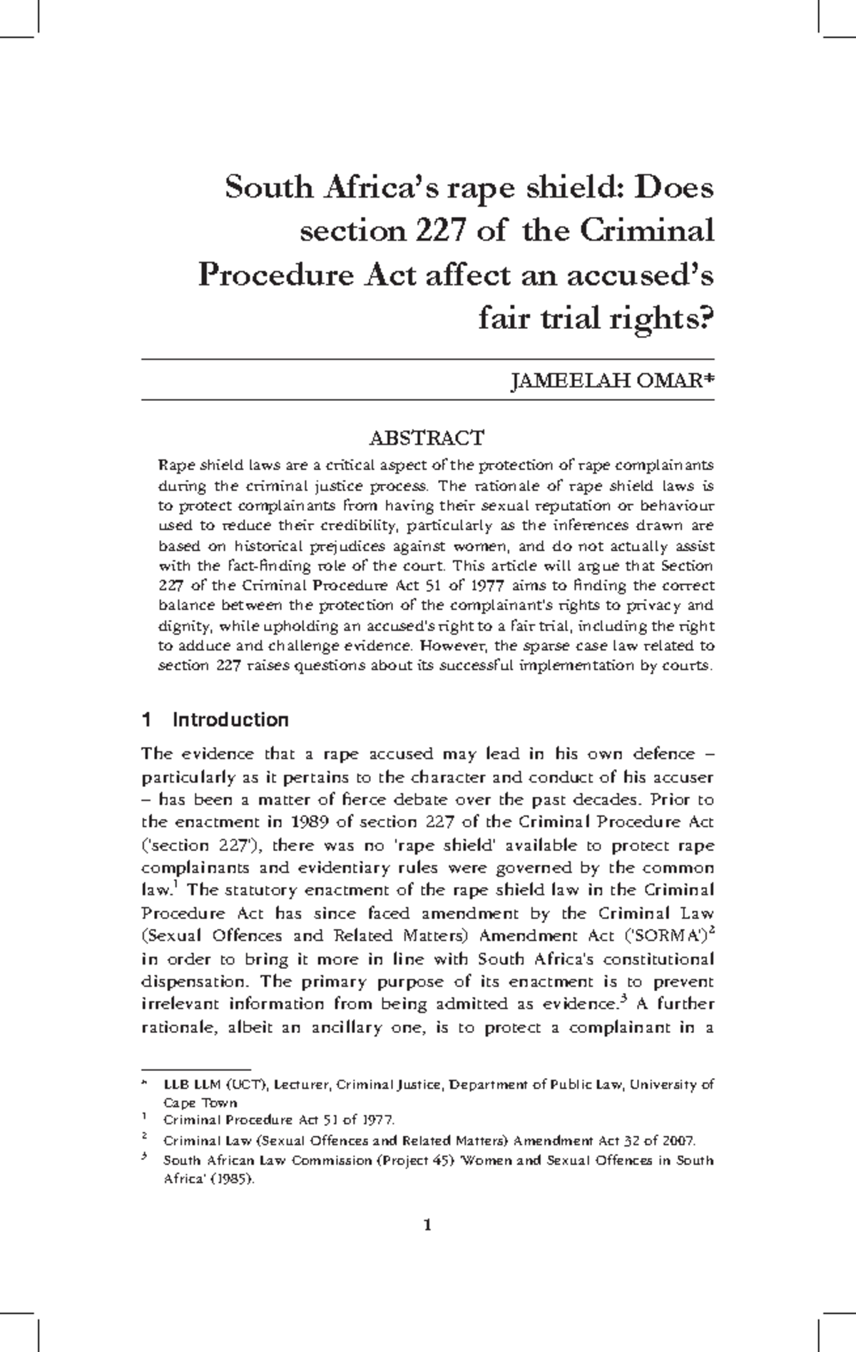 Jameelah Omar - SACJ Part 1 2016 .pages 1 - 23 - South Africa’s rape ...